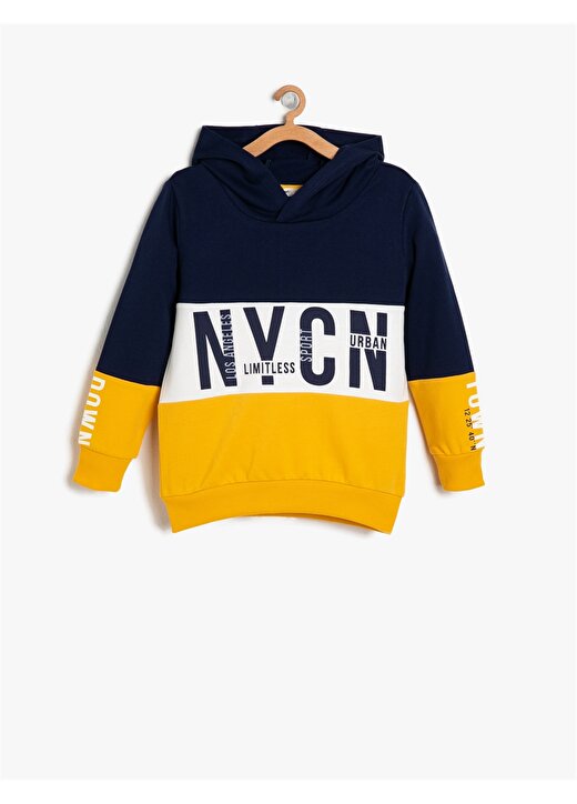 Koton Kapüşonlu Neon Lacivert-Sarı Sweatshirt 1