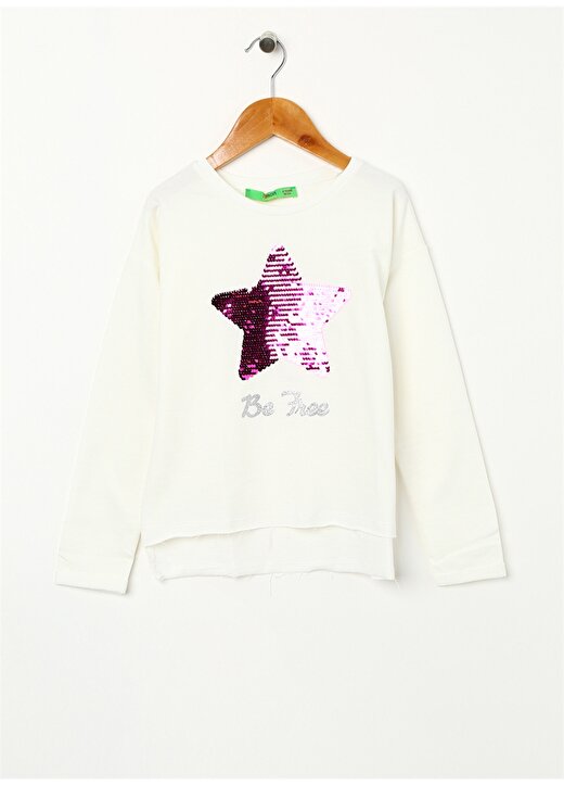 Limon Kız Çocuk Pullu Yıldız İşlemeli Sweatshirt 1