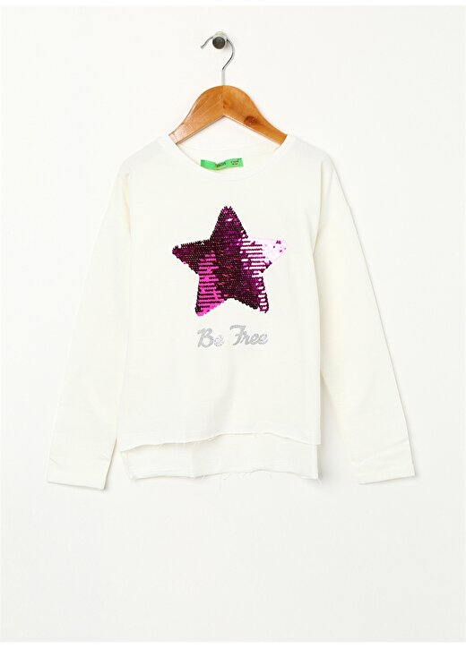 Limon Kız Çocuk Pullu Yıldız İşlemeli Sweatshirt 2