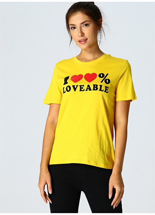 Only Yazılı Sarı T-Shirt 1