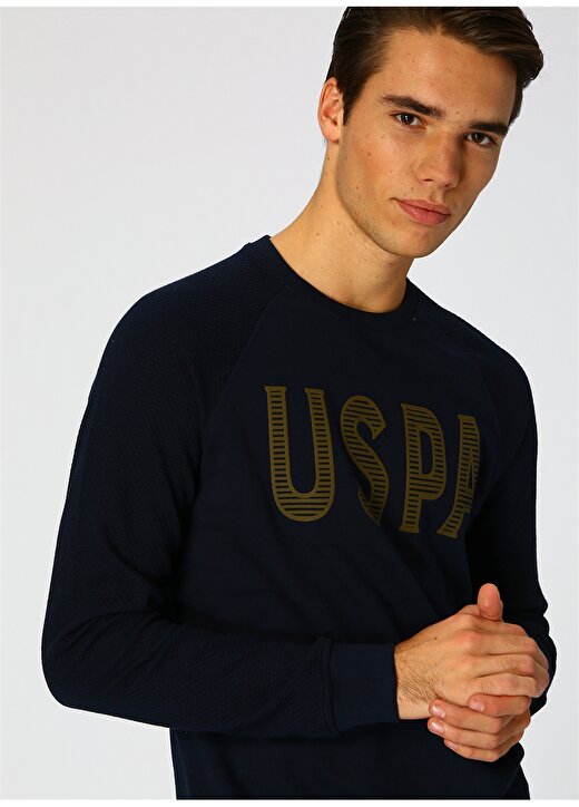 U.S. Polo Assn. Logo Baskılı Lacivert Sweatshirt 1