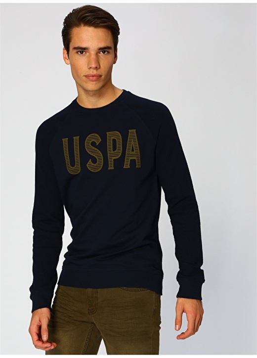 U.S. Polo Assn. Logo Baskılı Lacivert Sweatshirt 3