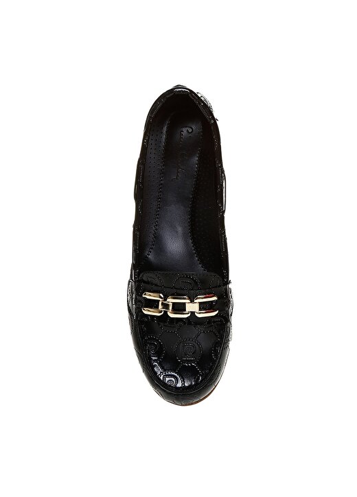 Pierre Cardin Logo Baskı Desenli Zincir Detaylı Siyah Kadın Düz Ayakkabı 4