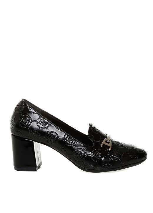 Pierre Cardin Logo Baskılı Toka Detaylı Siyah Kadın Topuklu Ayakkabı 1