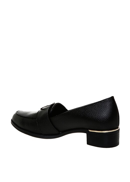 Pierre Cardin Logo Baskılı Yuvarlak Tokalı Siyah Kadın Topuklu Ayakkabı 2