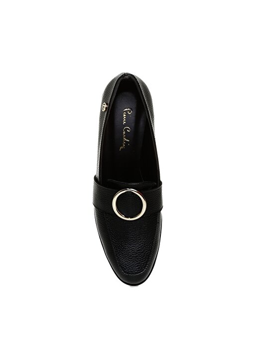 Pierre Cardin Logo Baskılı Yuvarlak Tokalı Siyah Kadın Topuklu Ayakkabı 4