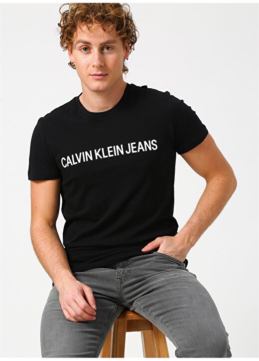Calvin Klein Jeans Bisiklet Regular Fit Baskılı Erkek Kırmızı T-Shirt CORE INSTITUTIONAL LOGO SLIM TEE-CK 3