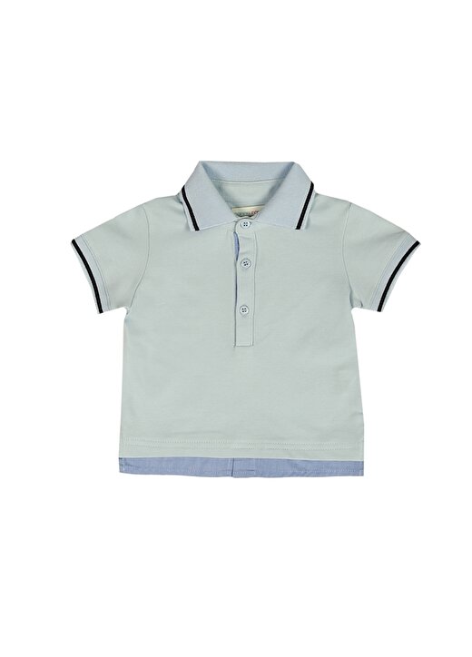 Mammaramma Mavi Polo Yaka Çizgili Erkek Bebek T-Shirt 4