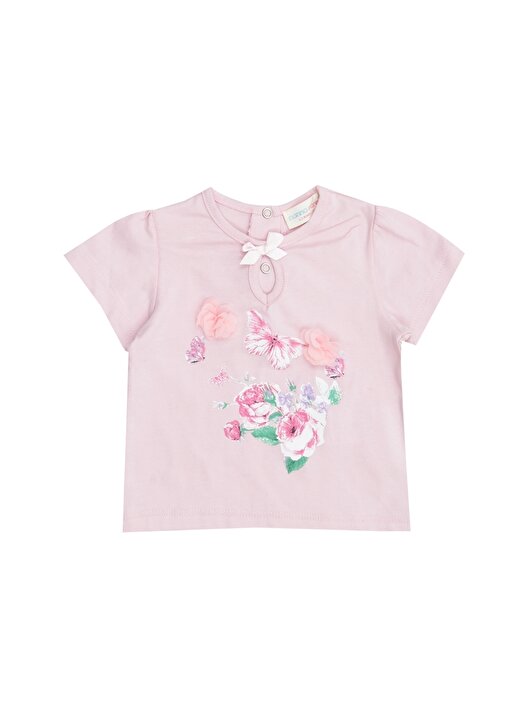 Mammaramma FBL013 Pembe Çiçek Baskılı Kız Bebek T-Shirt 1
