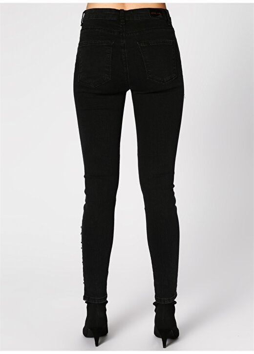 Koton Taş İşlemeli Skinny Siyah Pantolon 4