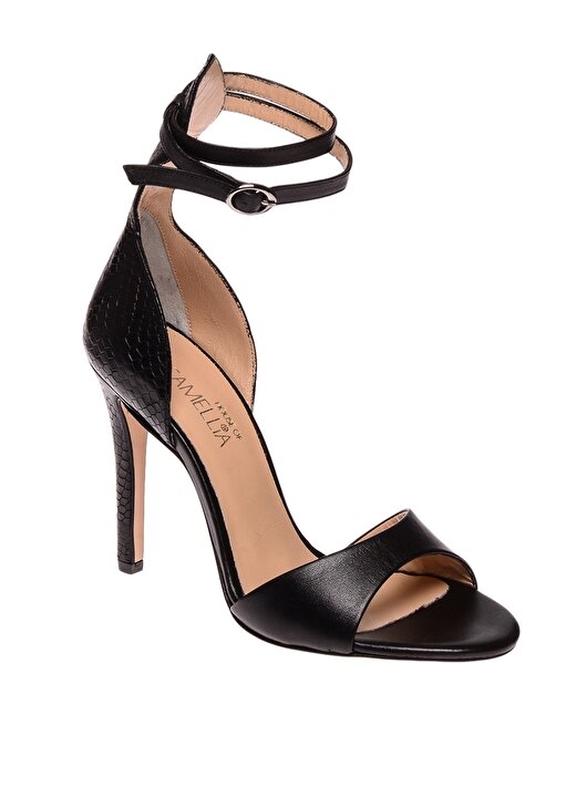 House Of Camellia 61ALA KH61-519 AYA Yüksek Topuk Deri Siyah Kadın Düz Ayakkabı 2