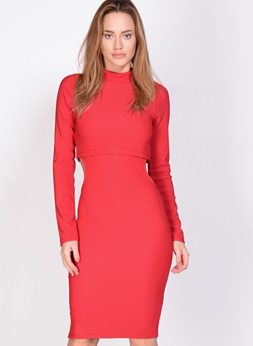 Fashion Union Kırmızı Balıkçı Yaka Kadın Elbise 1