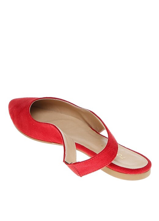 Fabrika Kadın Kırmızı Süet Düz Ayakkabı 2