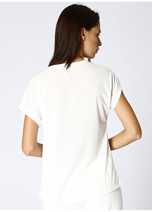 Network Çizgili Simli Beyaz T-Shirt 4