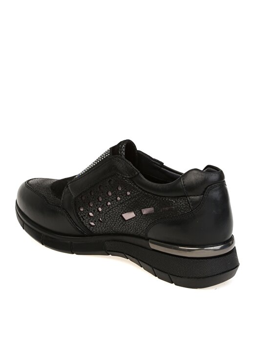 Forelli 24206-G Düz Topuk Taş İşlemeli Deri Siyah Kadın Ayakkabı 2