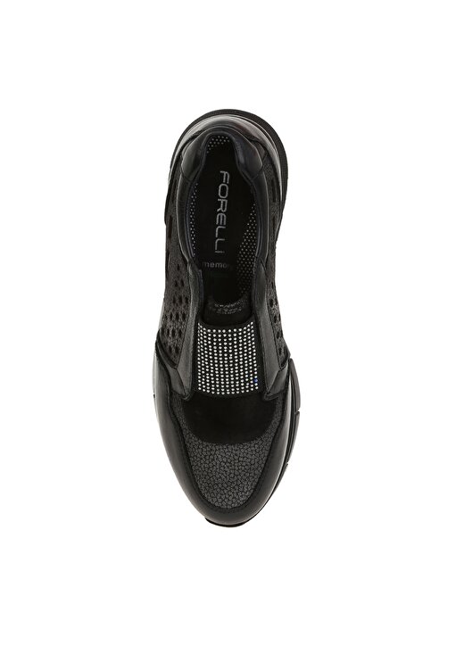 Forelli 24206-G Düz Topuk Taş İşlemeli Deri Siyah Kadın Ayakkabı 4