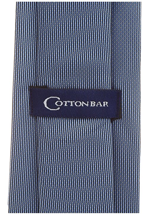 Cotton Bar Çizgi Desenli Mavi Erkek Kravat 2