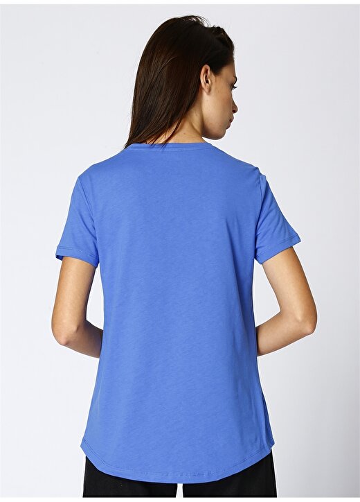 T-Box Kadın Baskılı Bisiklet Yaka Mavi T-Shirt 4