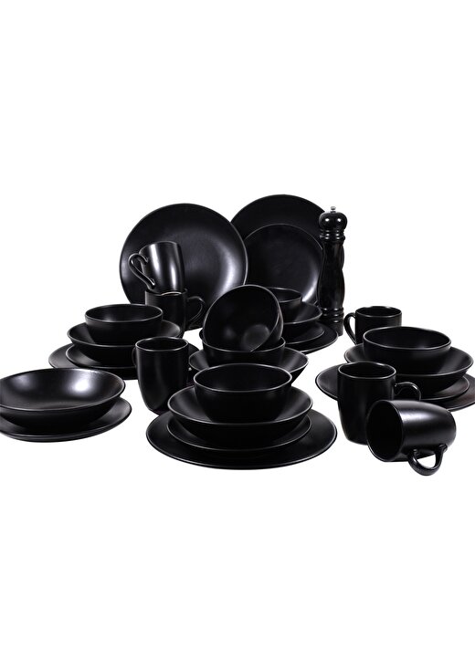 Keramika Alfa Mat Siyah 30 Parça 6 Kişilik Yemek Takımı 1