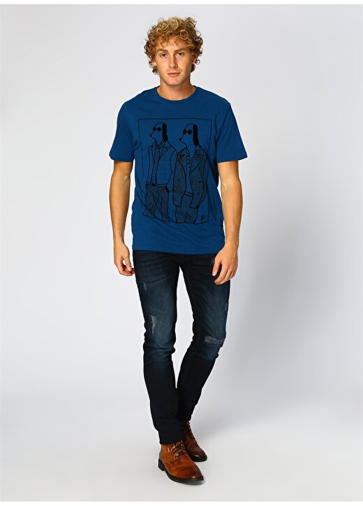 Only & Sons Baskılı Saks Mavisi T-Shirt 2