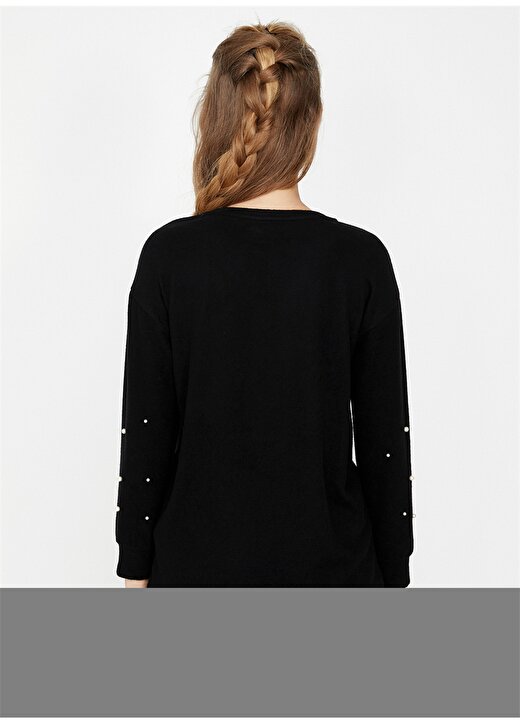 Koton İnci Detaylı Siyah Kadın T-Shirt 1