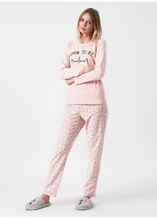 Roly Poly Unicorn Desenli Pembe 2'Li Pijama Takımı 3