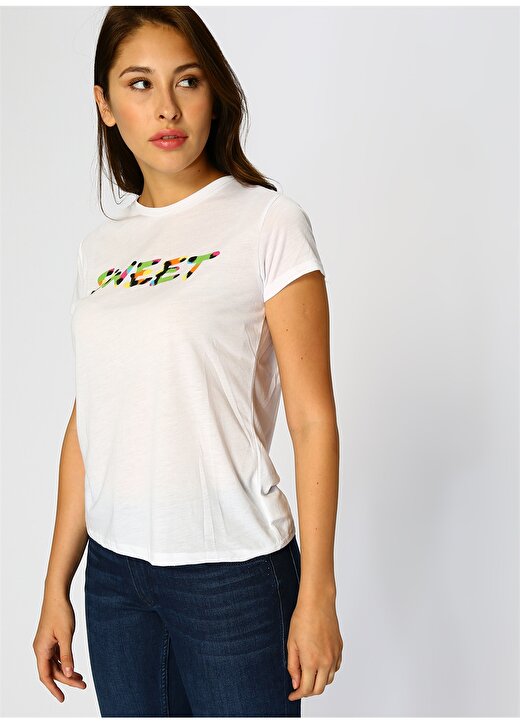 Koton Yazılı Beyaz Kadın T-Shirt 1