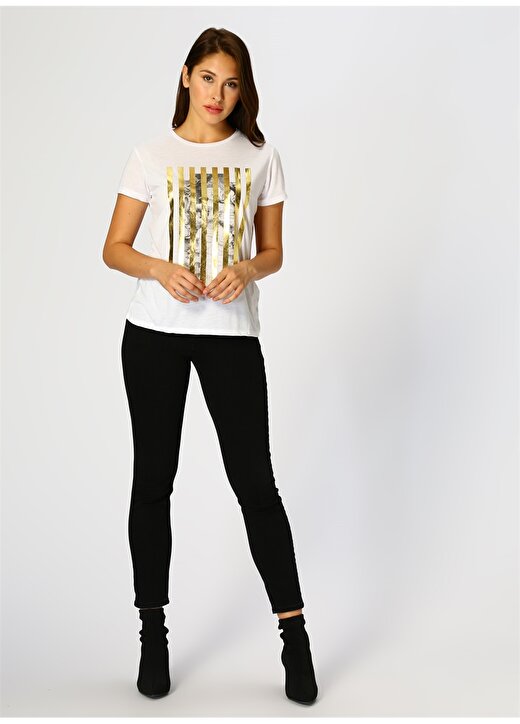Koton Gold Baskılı Beyaz T-Shirt 2