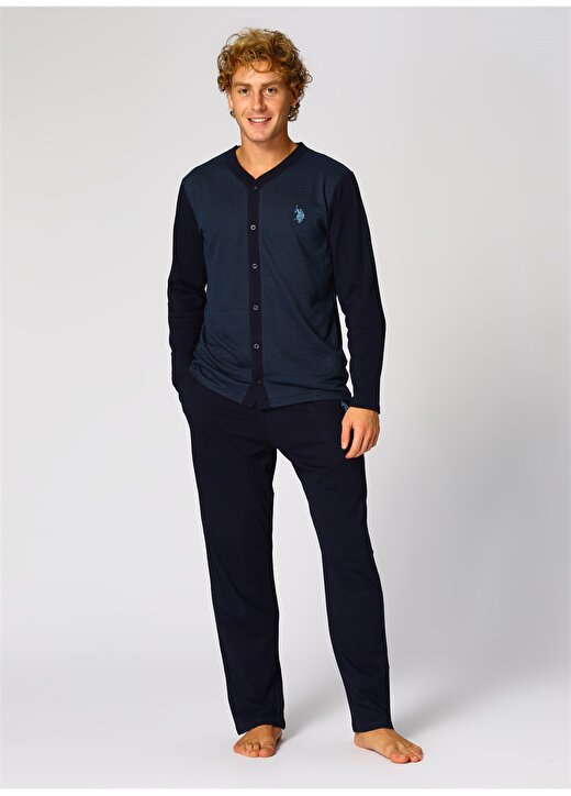 U.S. Polo Assn. Mavi Erkek Pijama Takımı 3