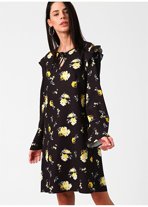 Limon Siyah - Sarı Kadın Elbise NOELA 4