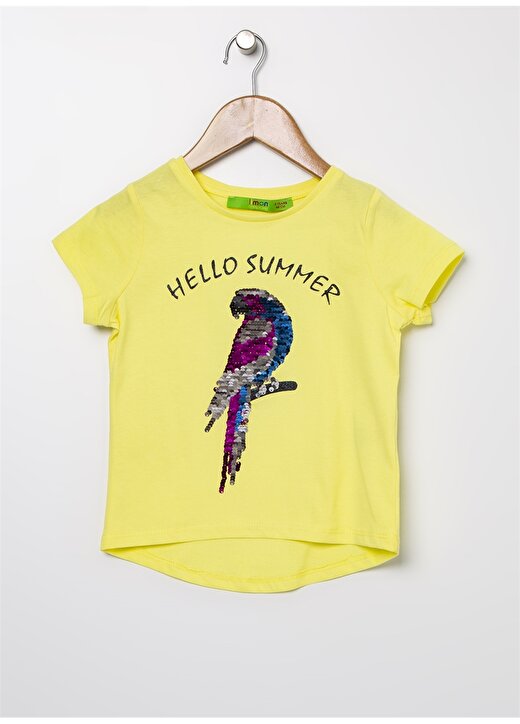 Limon Sarı Görsel Baskılı Kız Çocuk T-Shirt 2