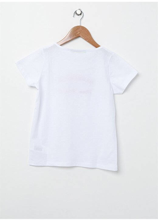 Limon Beyaz Fiyonk Detaylı Kız Çocuk T-Shirt 2