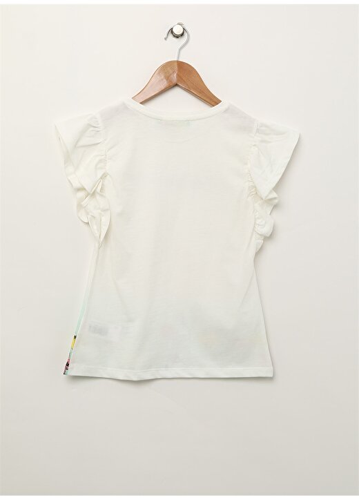 Limon Kız Çocuk Çiçek İşlemeli Kısa Kollu Renkli T-Shirt 2