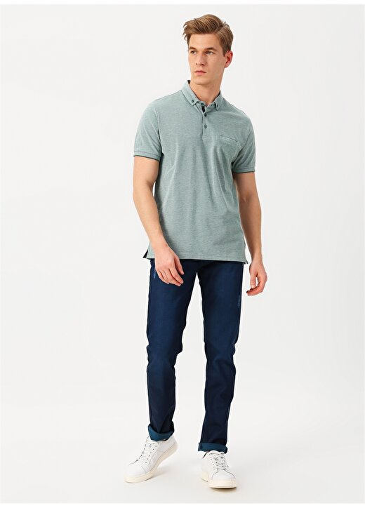 Cotton Bar Cep Detaylı Düz Mint Polo T-Shirt 2