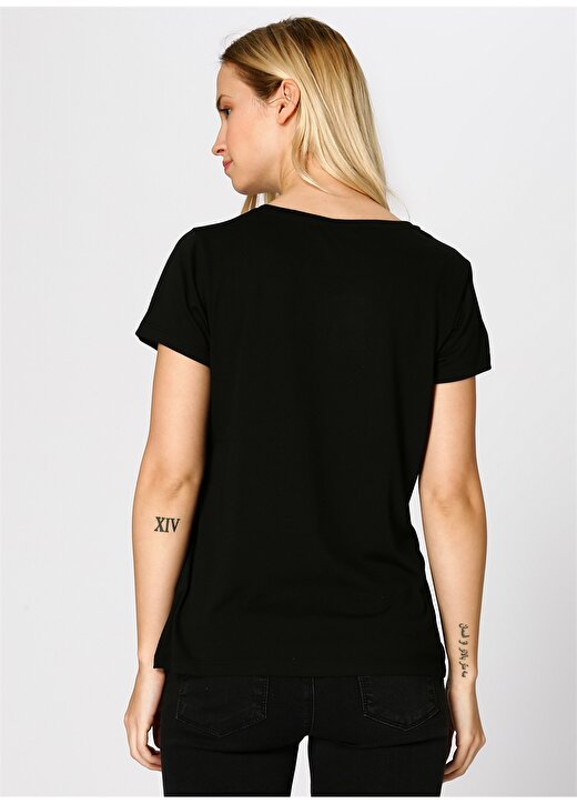 Koton Baskılı Siyah T-Shirt 4