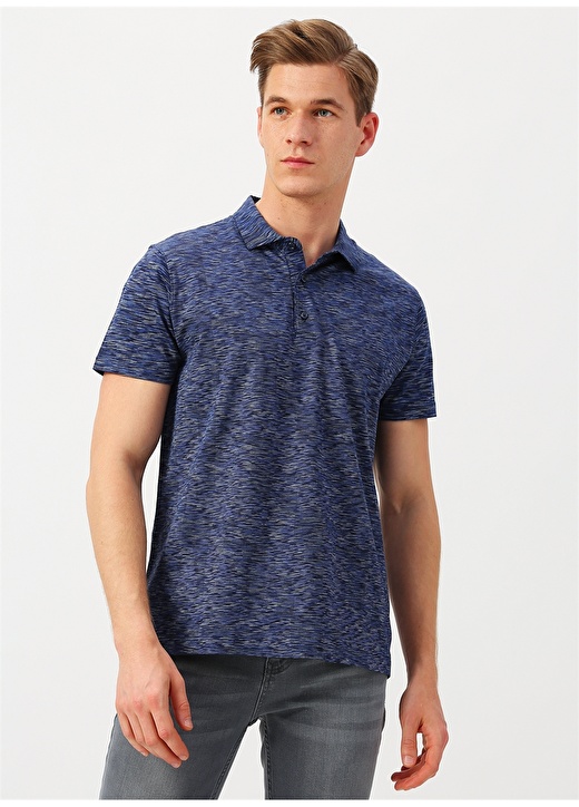 Fabrika Desenli Lacivert Polo T-Shirt 3