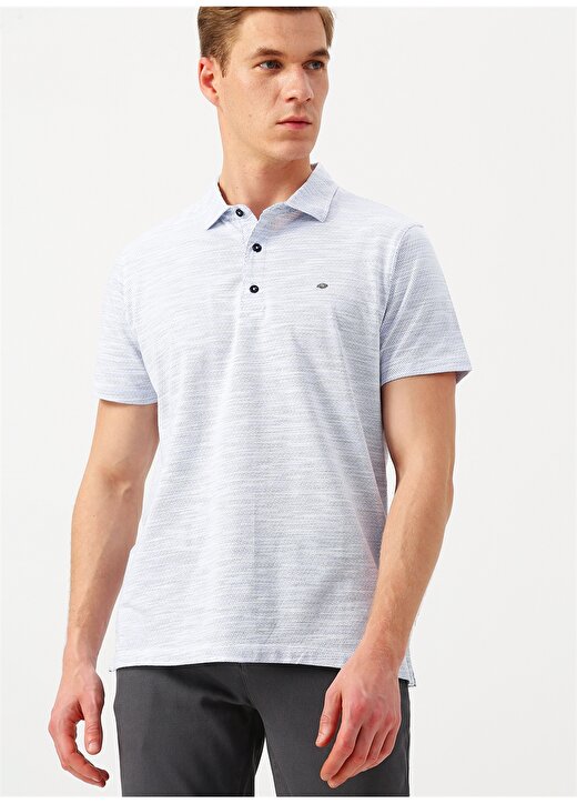 Fabrika Lacivert Beyaz Desenli Polo T-Shirt 1