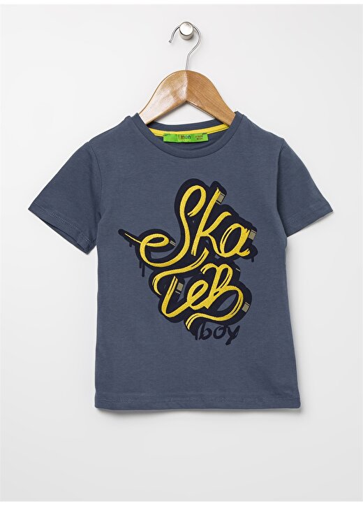 Limon Skaboy İndigo Yazı Baskılı Erkek Çocuk T-Shirt 1