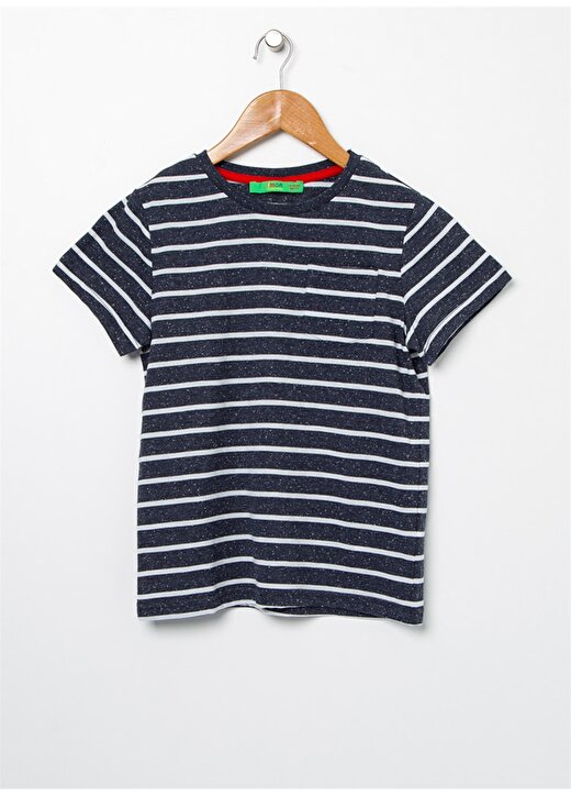 Limon Aberboylacivert - Beyaz Çizgi Desenli Erkek Çocuk T-Shirt 1