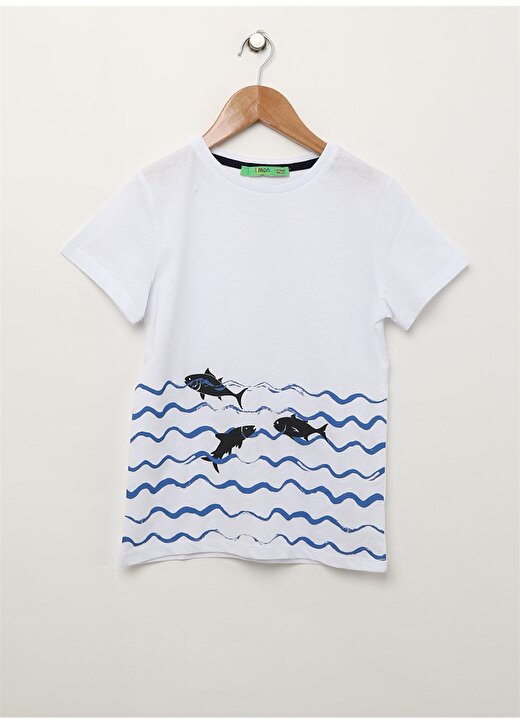 Limon Fishboy Beyaz Dalga Desenli Erkekçocuk T-Shirt 1