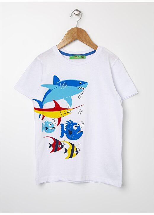 Limon Erkek Çocuk Balık Baskılı Beyaz T-Shirt 1