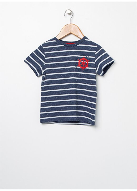 Limon Portboy Lacivert - Beyaz Çizgi Desenli Erkek Çocuk T-Shirt 1
