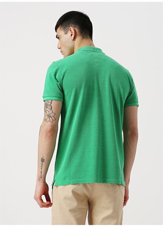 North Of Navy Baskılı Yeşil Düz Polo T-Shirt 4