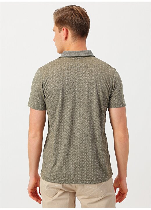 Cotton Bar Cep Detaylı Desenli Haki Polo T-Shirt 4
