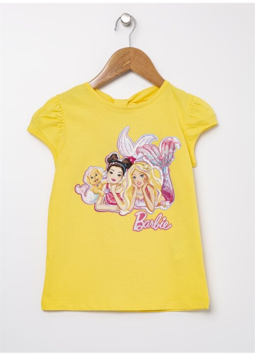 Barbie BCA036A Sarı Kız Çocuk Baskılı T-Shirt 1