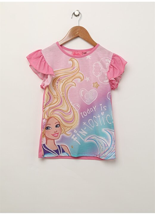 Barbie Kız Çocuk Karakter Baskılı Kısa Kollu Renkli T-Shirt 1