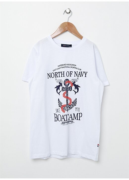 North Of Navy Yazılı Beyaz T-Shirt 1