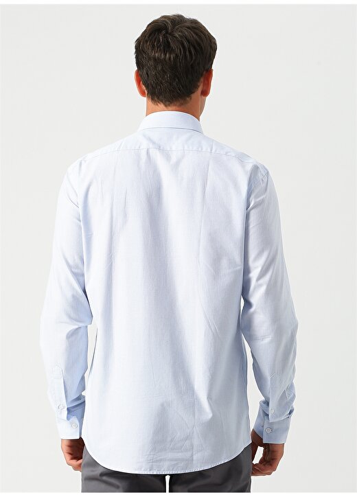 George Hogg Modern Fit Mavi Beyaz Desenli Gömlek 4