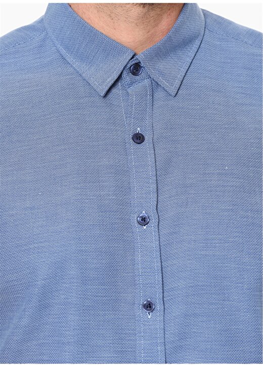 George Hogg Uzun Kollu Cepsiz Mavi Erkek Gömlek 4