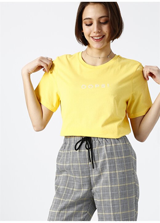 Vero Moda Yazılı Sarı T-Shirt 3